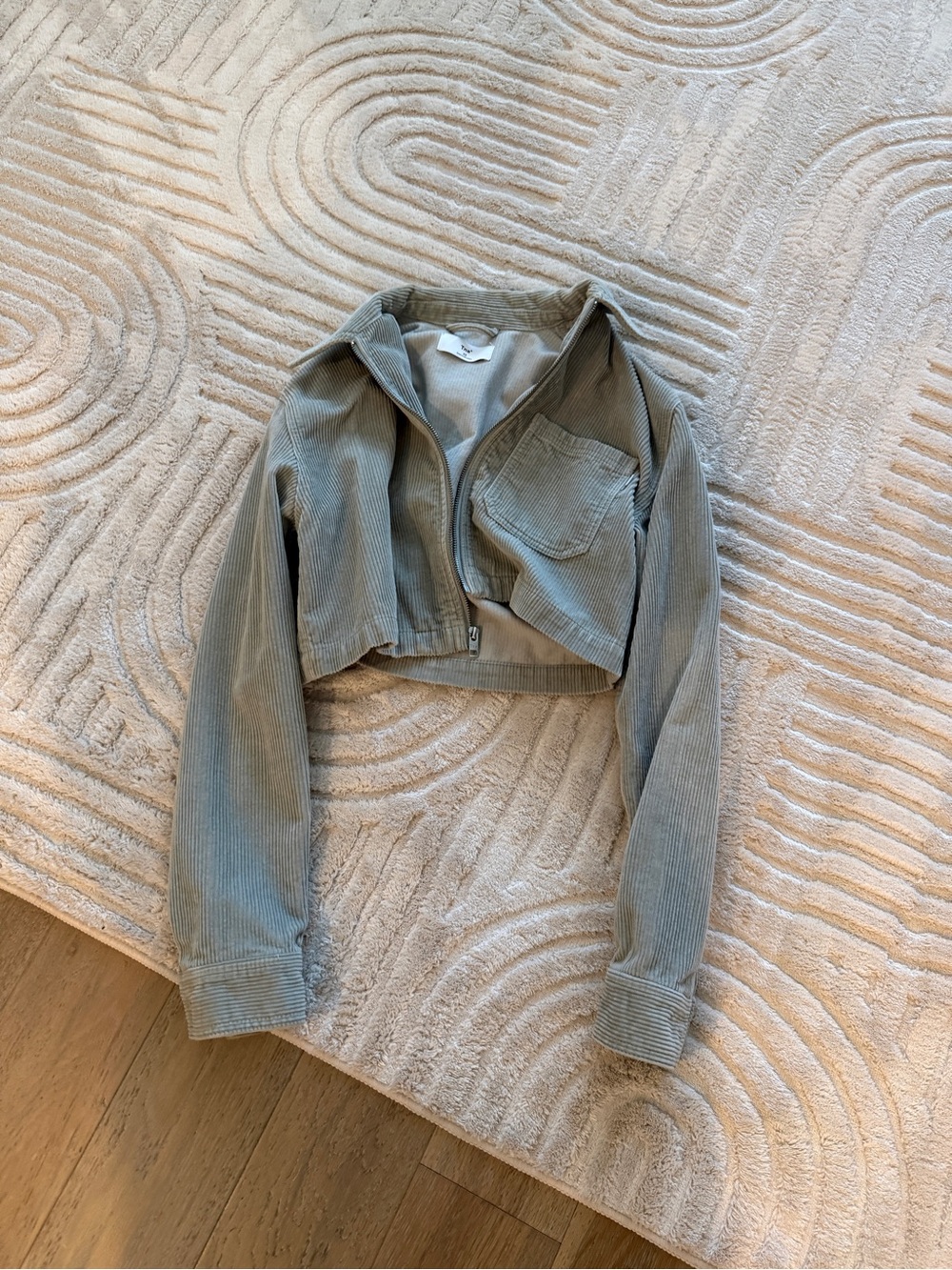 TNA Cropped Corduroy Zip Jacket in Sage